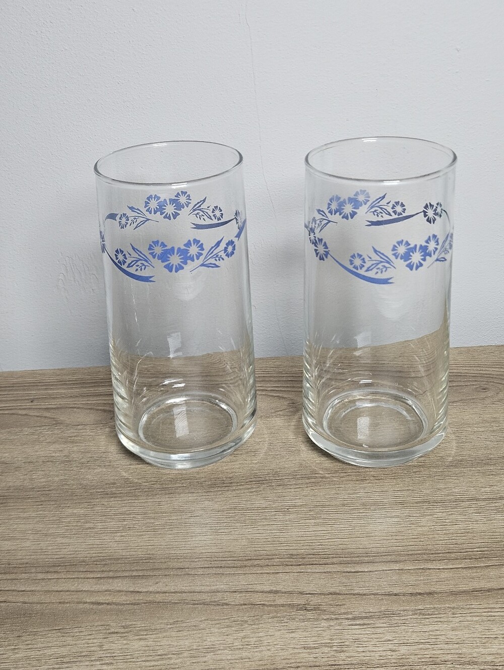 Corning CorningWare Corelle Cornflower Blue Clear Glass Tumblers Set of 2